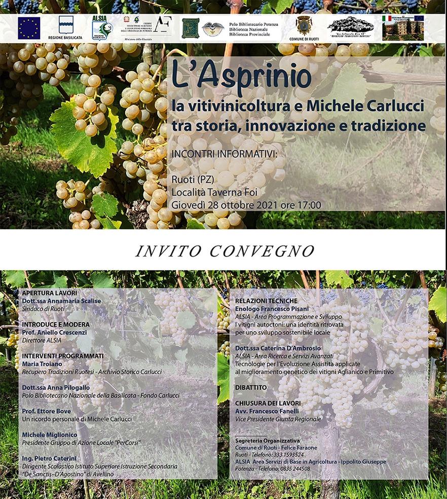 Convegno: L'Asprinio la vitivinicoltura e Michele Carlucci tra storia, innovazione e tradizione.